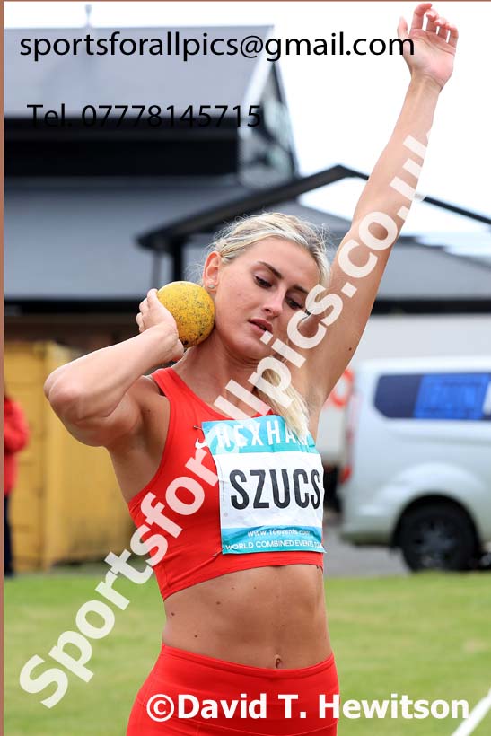 Womens Heptathlon Shot Putt, 2024 EAP International Combined events, Hewcham, Northumberland.  Photo: David T. Hewitson/Sports for All Pics